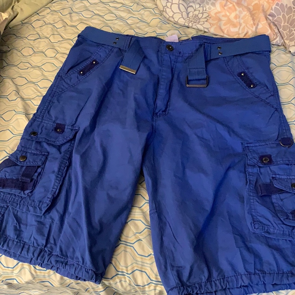 Blue shorts with belt